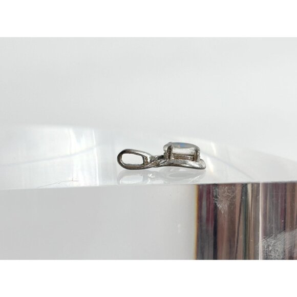 Faux Opal Stone Teeny Tiny Sterling Silver 925 Little Vintage Pendant | Charm - Picture 5 of 7